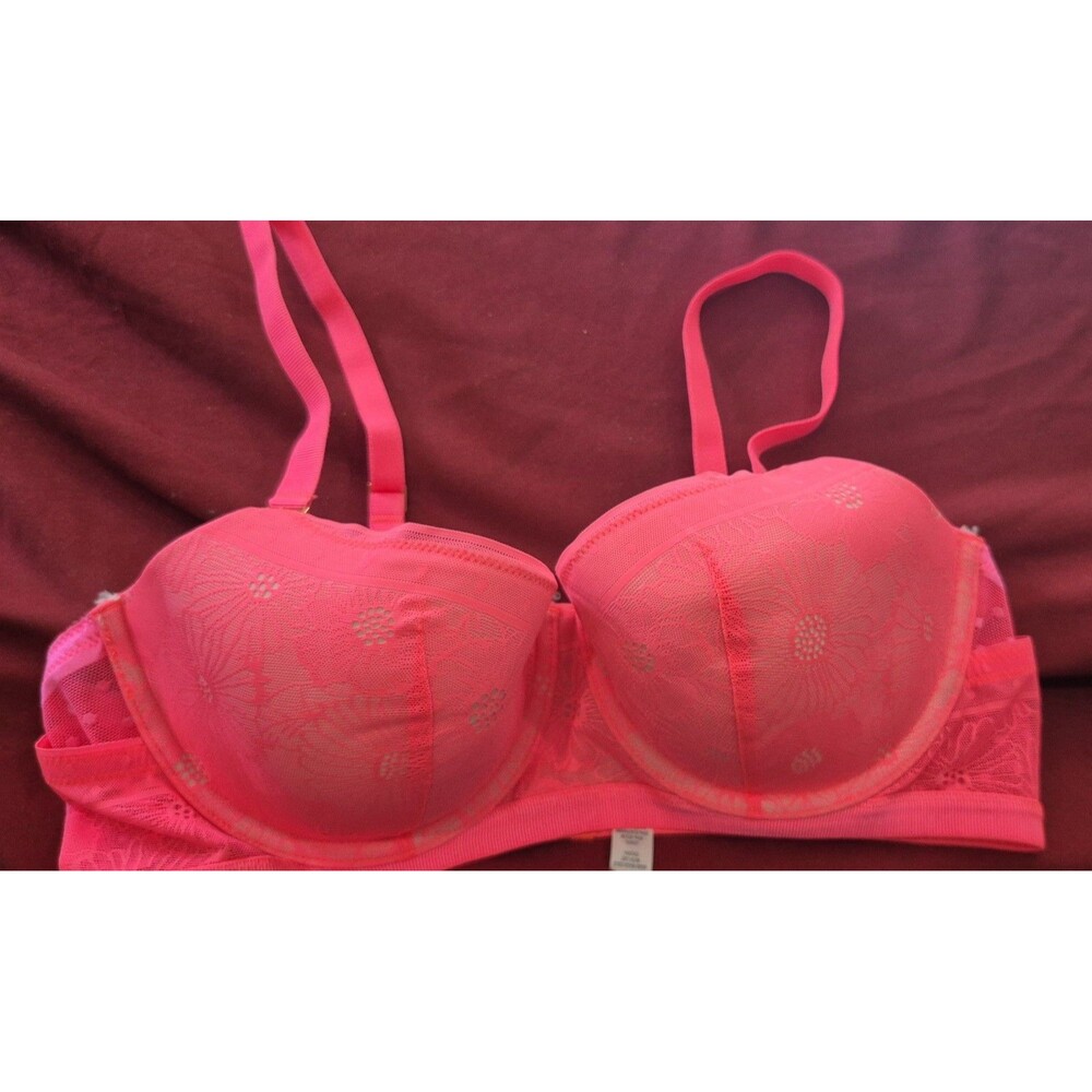 NWOT Aerie 38B Bra Hot Pink Floral Lace Underwire Lined New